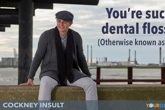 Boy Cockney Insults Dental Flosser