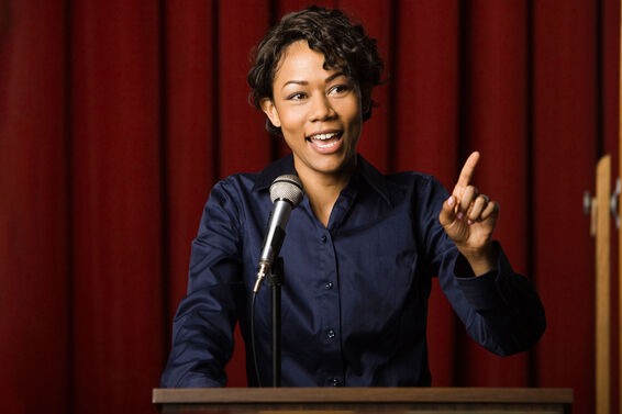 woman doing motivational speech