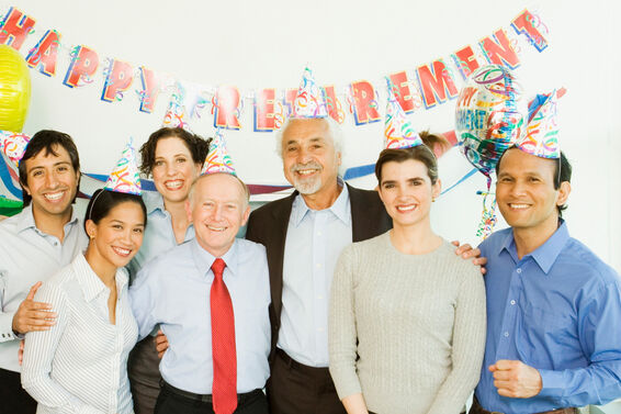 Group of coworkers at a retirement party